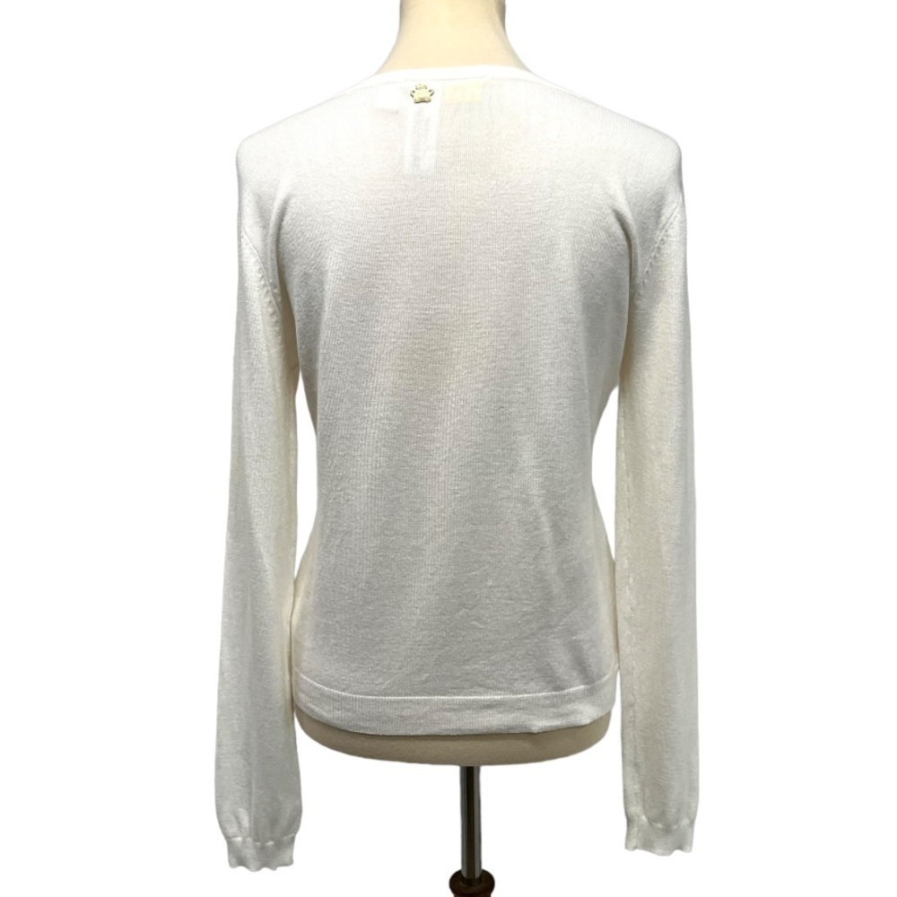 Agua Bendita White Embroidered Floral Lace Button Front Cardigan Sweater Large - Picture 6 of 14